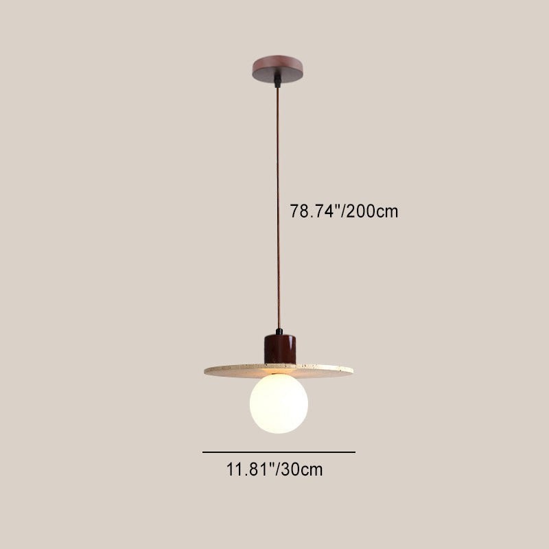Traditional Japanese Travertine Wood Pendant Lamp M107