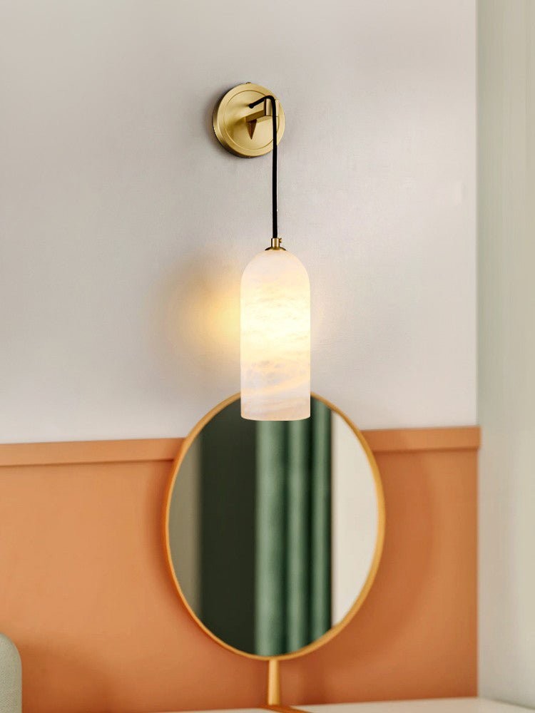 Modern Minimalist Copper Natural Marble Adjustable Wire Wall Lamp M452