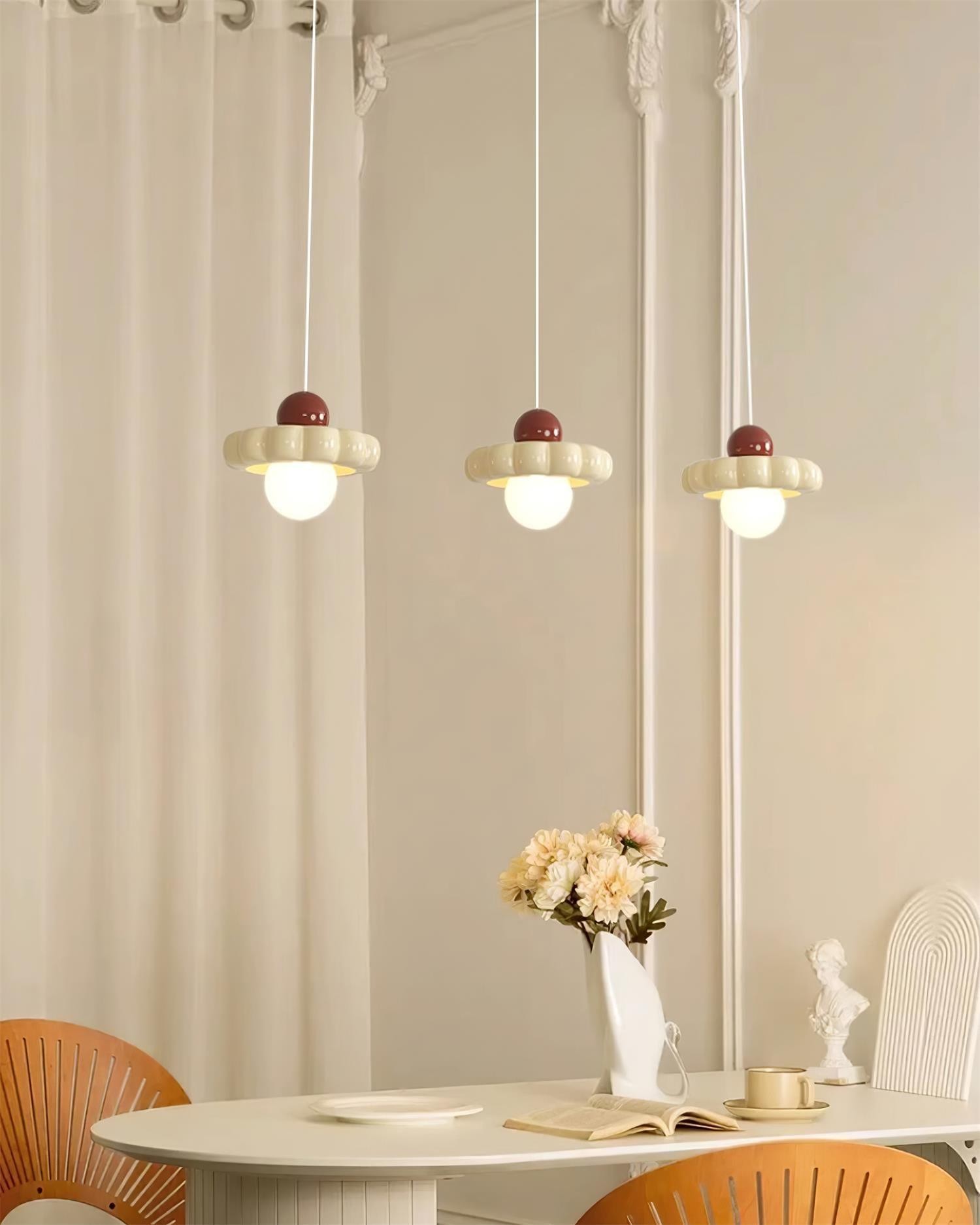 Cream Style Long Line Pumpkin Texture Pendant Lamp M275