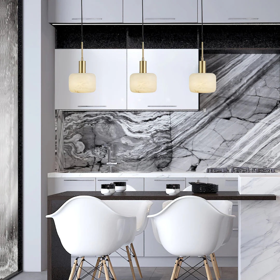 Velia Acorn Alabaster Minimalist Pendant Light D944
