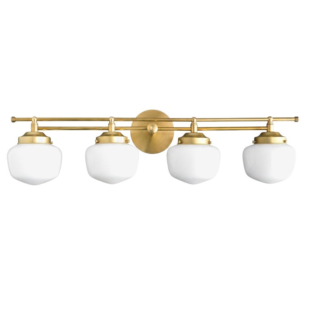 Opalume Glass Art Deco Vanity Light - Bathroom Wall Sconce with White Glass Shades T306
