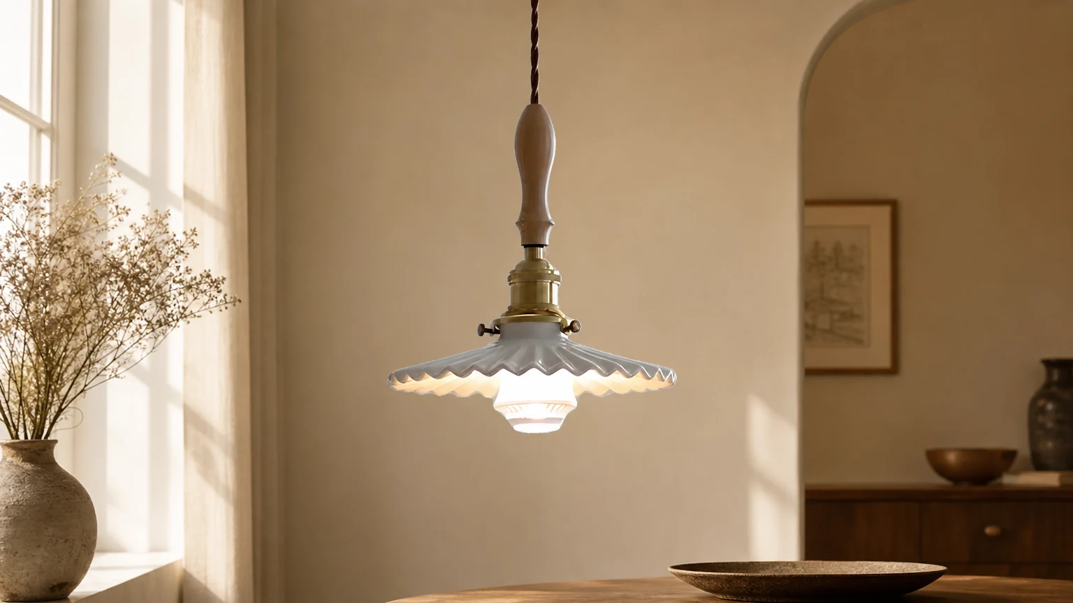 Lampa wisząca Celestial Breeze D873 w ciepłym pomieszczeniu