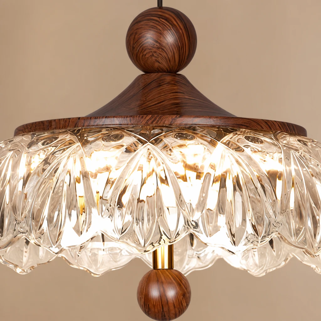 Zbliżenie na klosz i wykończenie lampy wiszącej Radiant D151