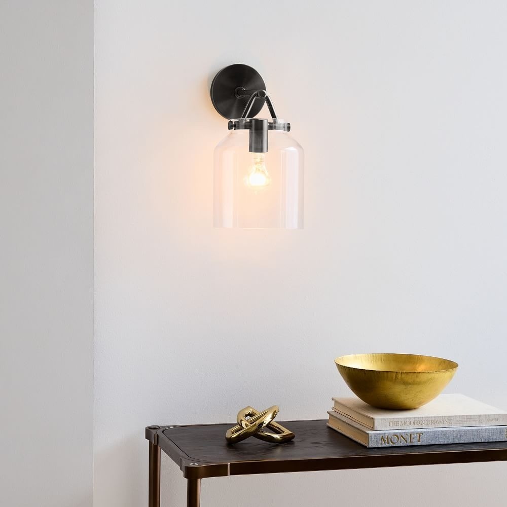 Hanton Modern Minimalist Brass and Glass Sconce – Damp Rated for Bathrooms T173