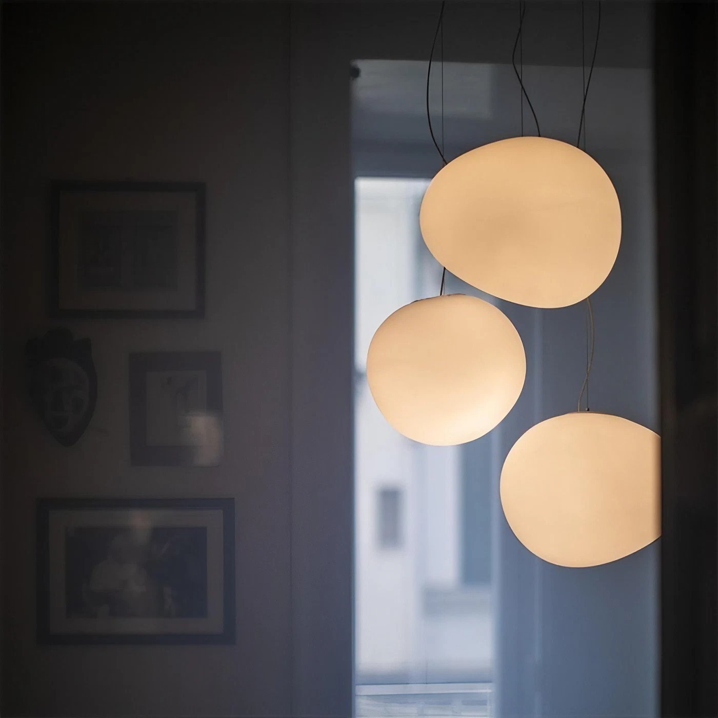 Stone Shape Opal Glass Pendant Light S05