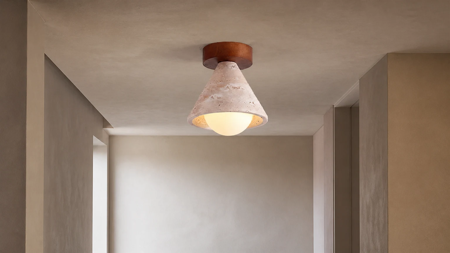 Lampa sufitowa Kayla D19 zainstalowana w ciepłym wnętrzu