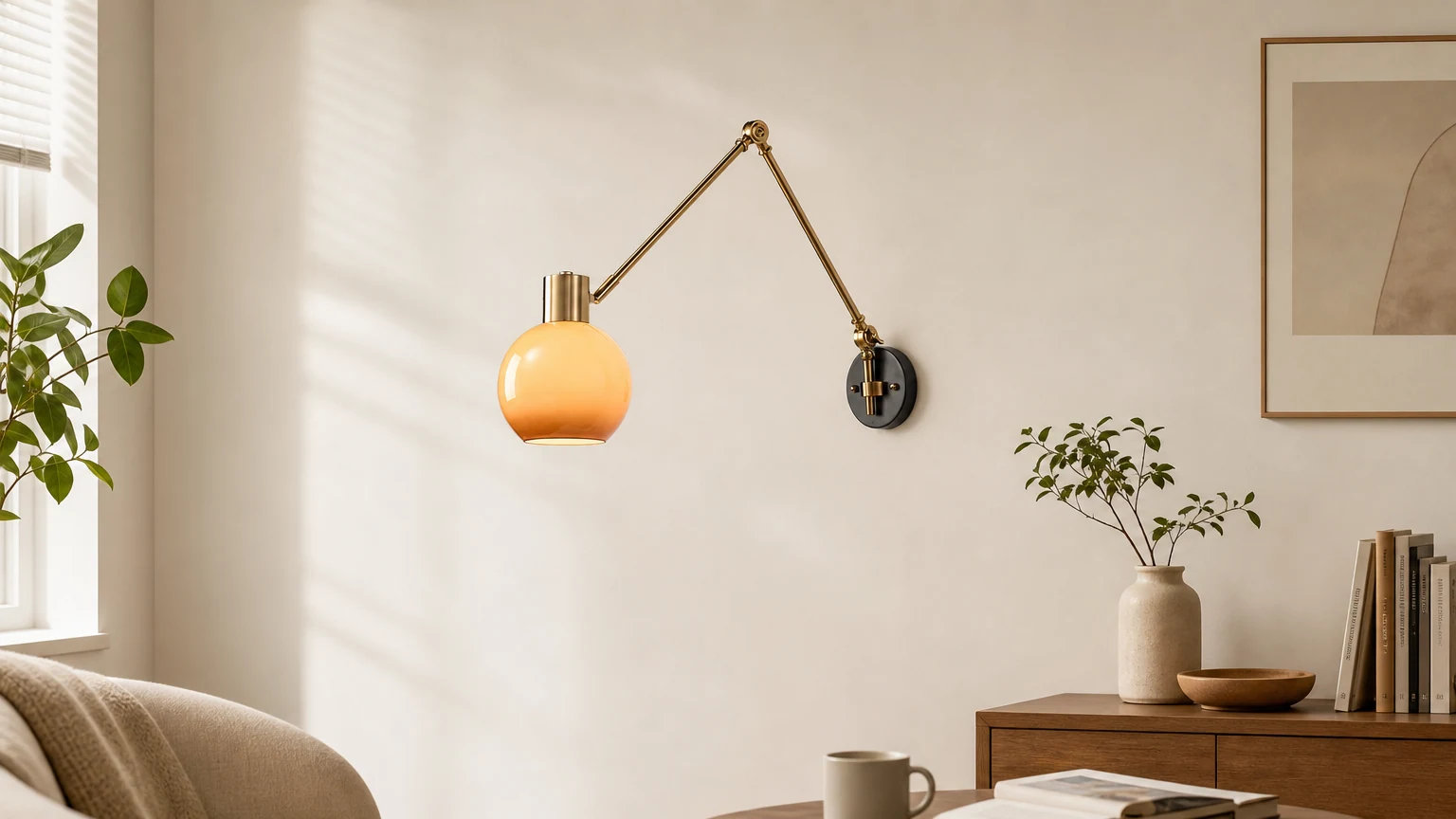 Zdejmowany kinkiet M185 w stylu retro w ciepłej scenerii wnętrza