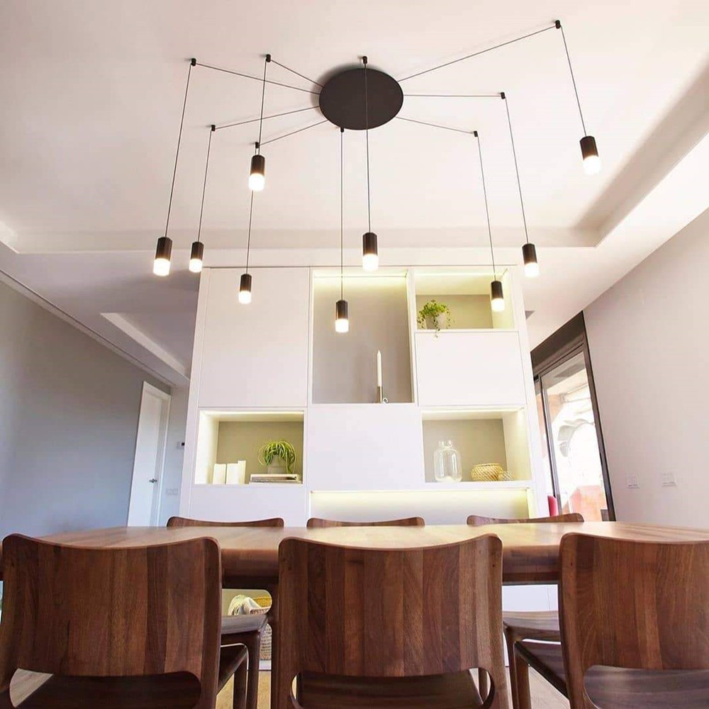 Industrial Black Wireflow Free Form LED Pendant Light