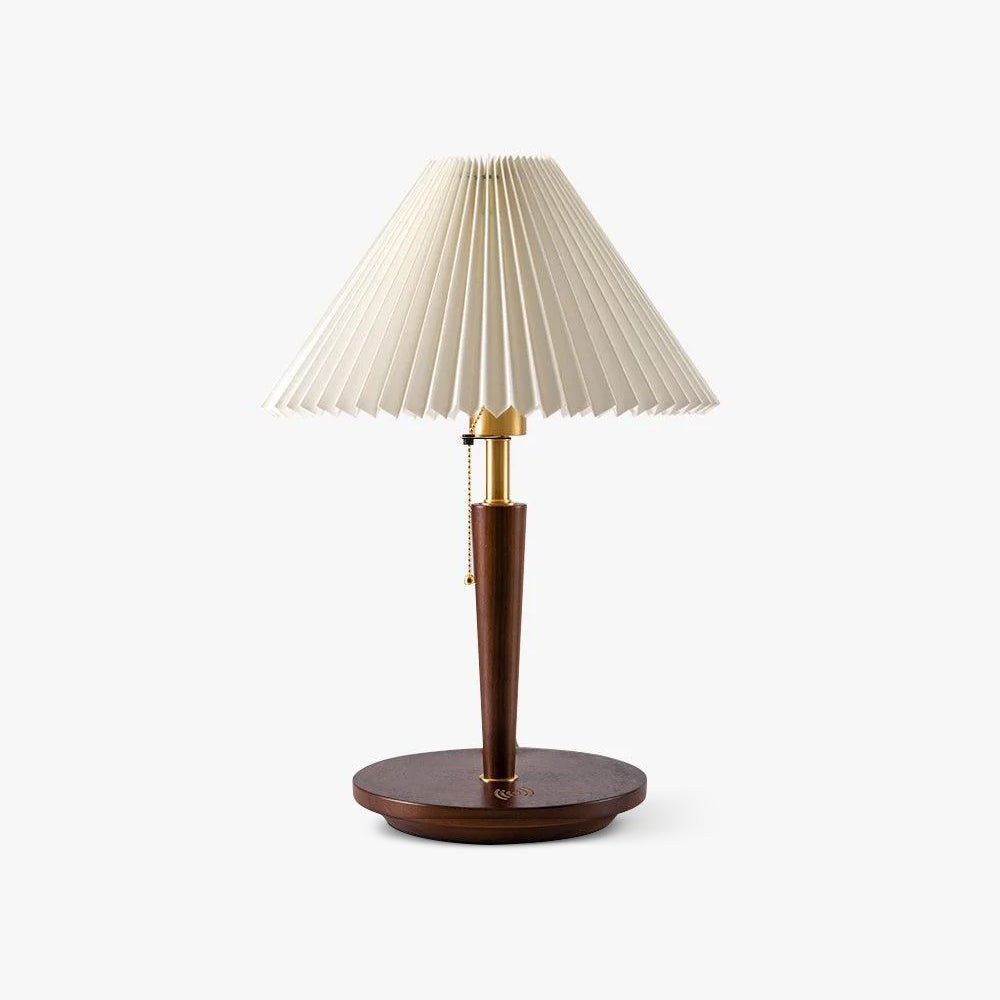 Nordic Retro Pleated Fabric Wooden Table Lamp For Bedroom M480