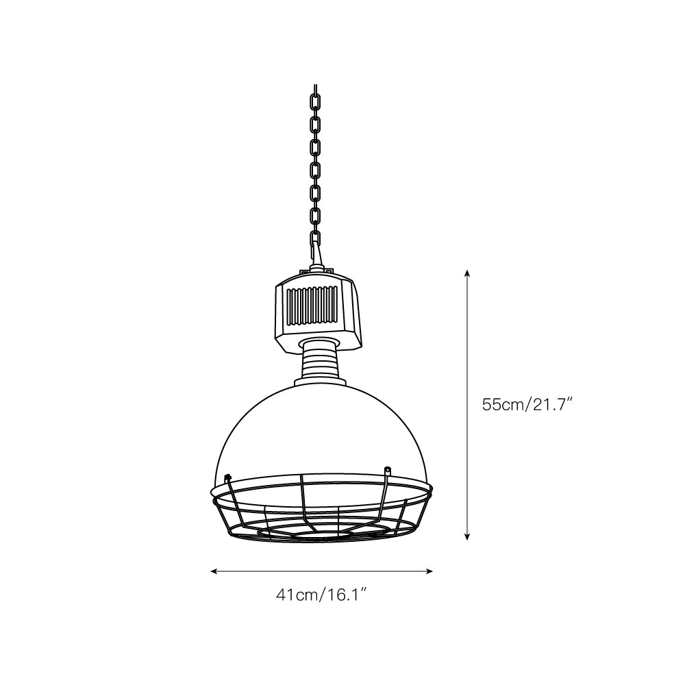 Caged Industrial Metal Pendant Light D469