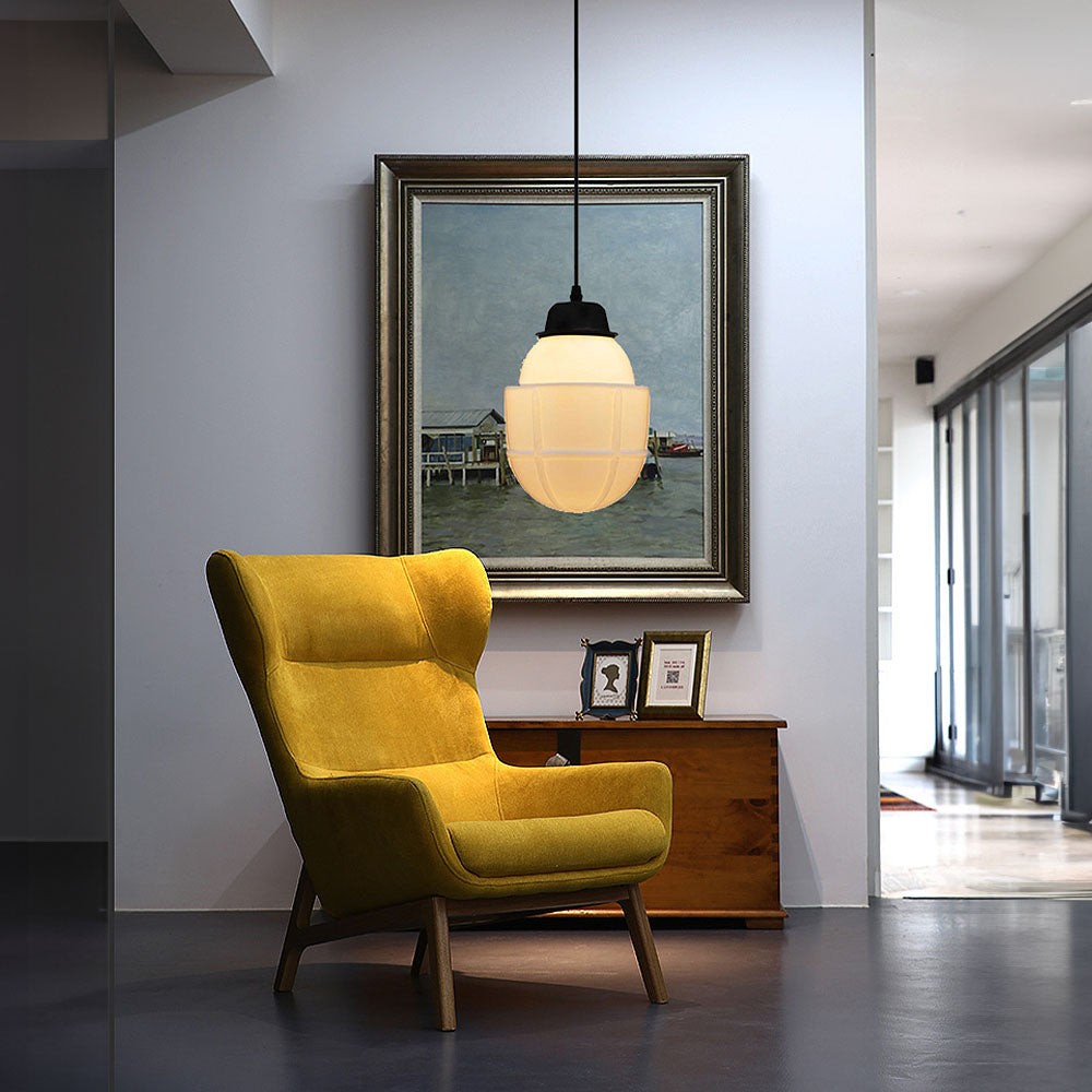 Modern White Milk Glass Geometric Jar Pendant Lamp S167