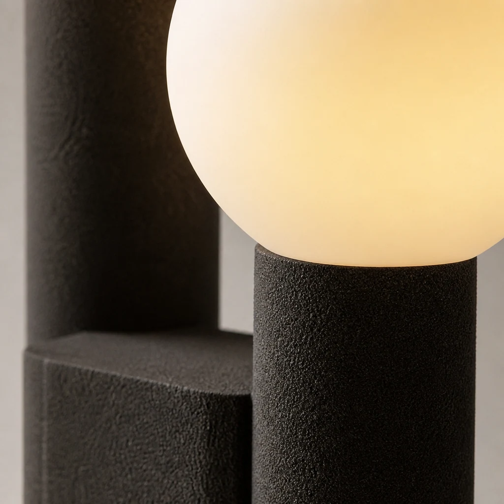 Zbliżenie materiałów lampy stołowej Cactus M570