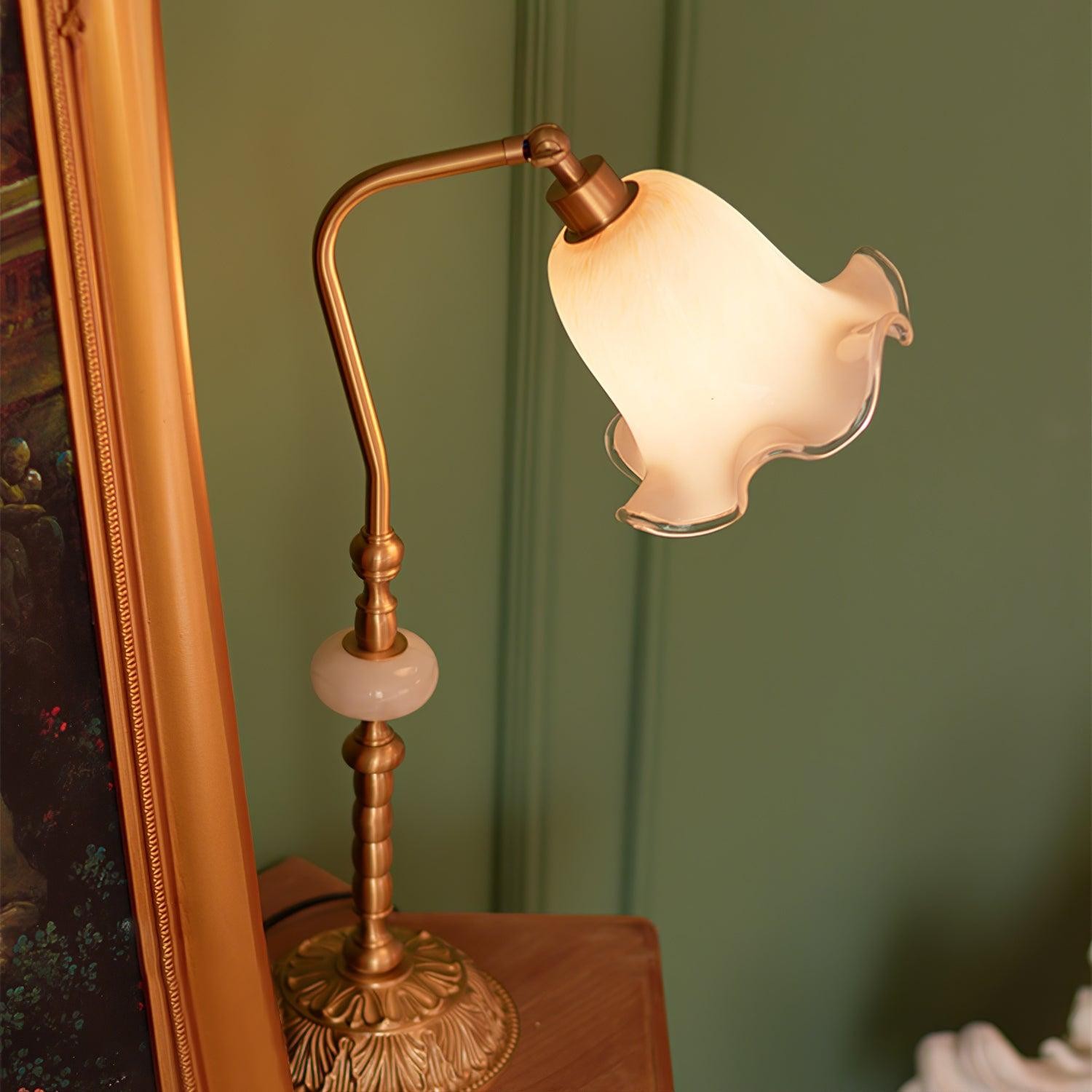 Classic Stylish White Tulip Brass Table Lamp M07