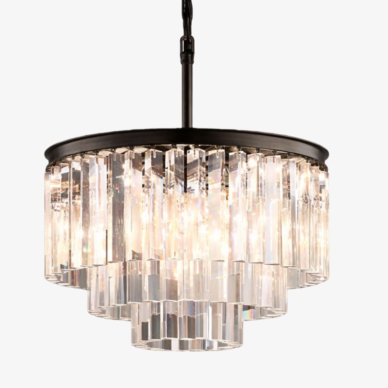 Aurevon Crystal Prism Metal Frame Modern Ceiling Chandelier for Home and Hotel T494