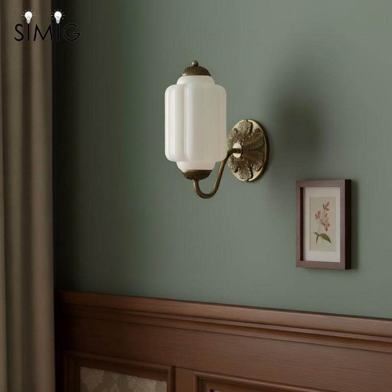 Eloise Vintage Sconce With Milk Glass Shade For Bedroom Or Hallway S194