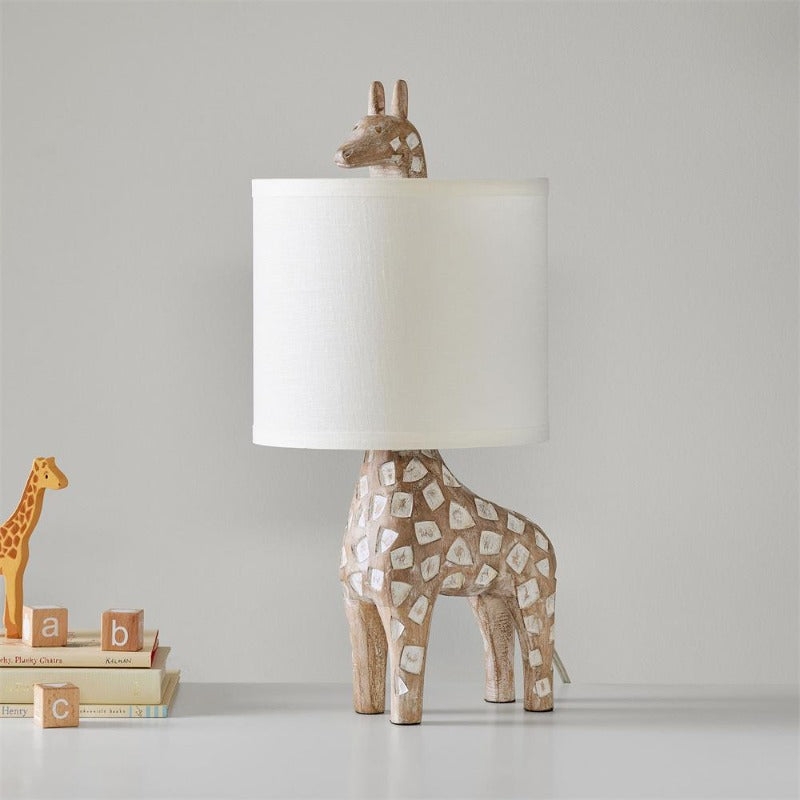 Carved Wood Animal Table Lamp D521