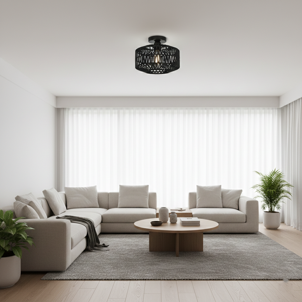 Woven Lantern Boho Radiance Rattan Ceiling Light D846
