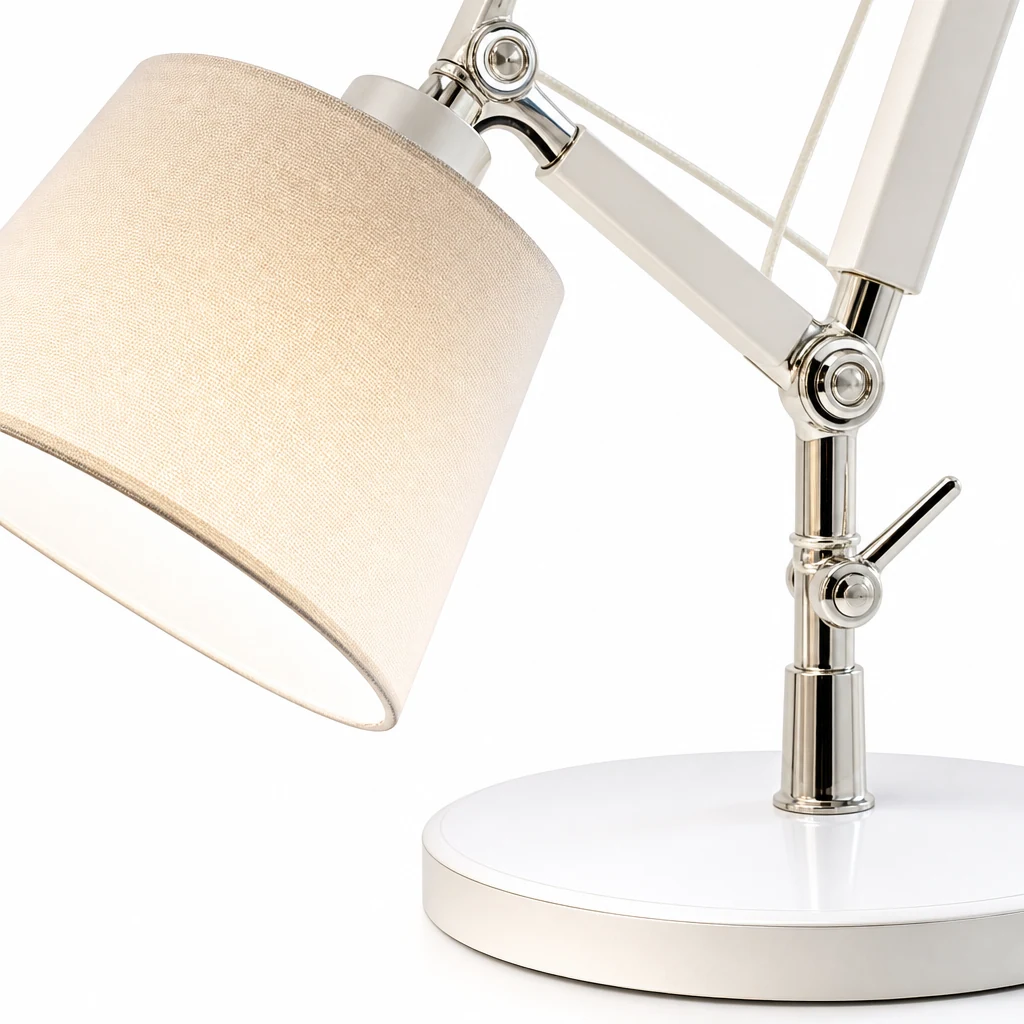 Zbliżenie na materiał i wykończenie lampy stołowej Artemide D714
