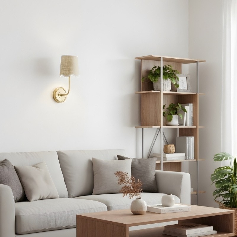 Glissum Contemporary Metal and Linen Wall Lamp with Soft Diffused Shade for Hallway or Entry T524