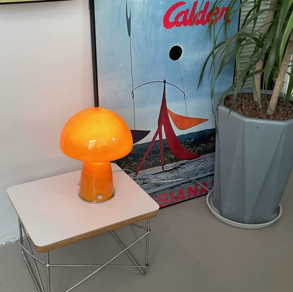 Vintage Bauhaus Glass Mushroom Table Lamp S79
