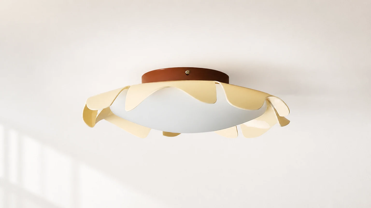 Lampa sufitowa Flairy D128 zainstalowana w ciepłej scenerii wnętrza