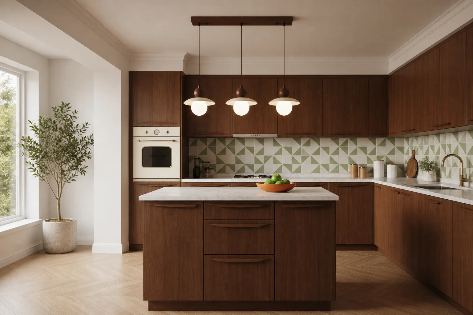Scena lifestylowa lampy wiszącej Modiva z widocznym pełnym produktem