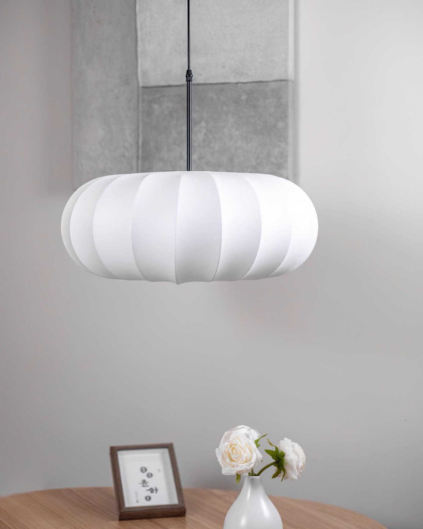 Simple Wabi-sabi White Lantern Fabric Pendant Lamp M105