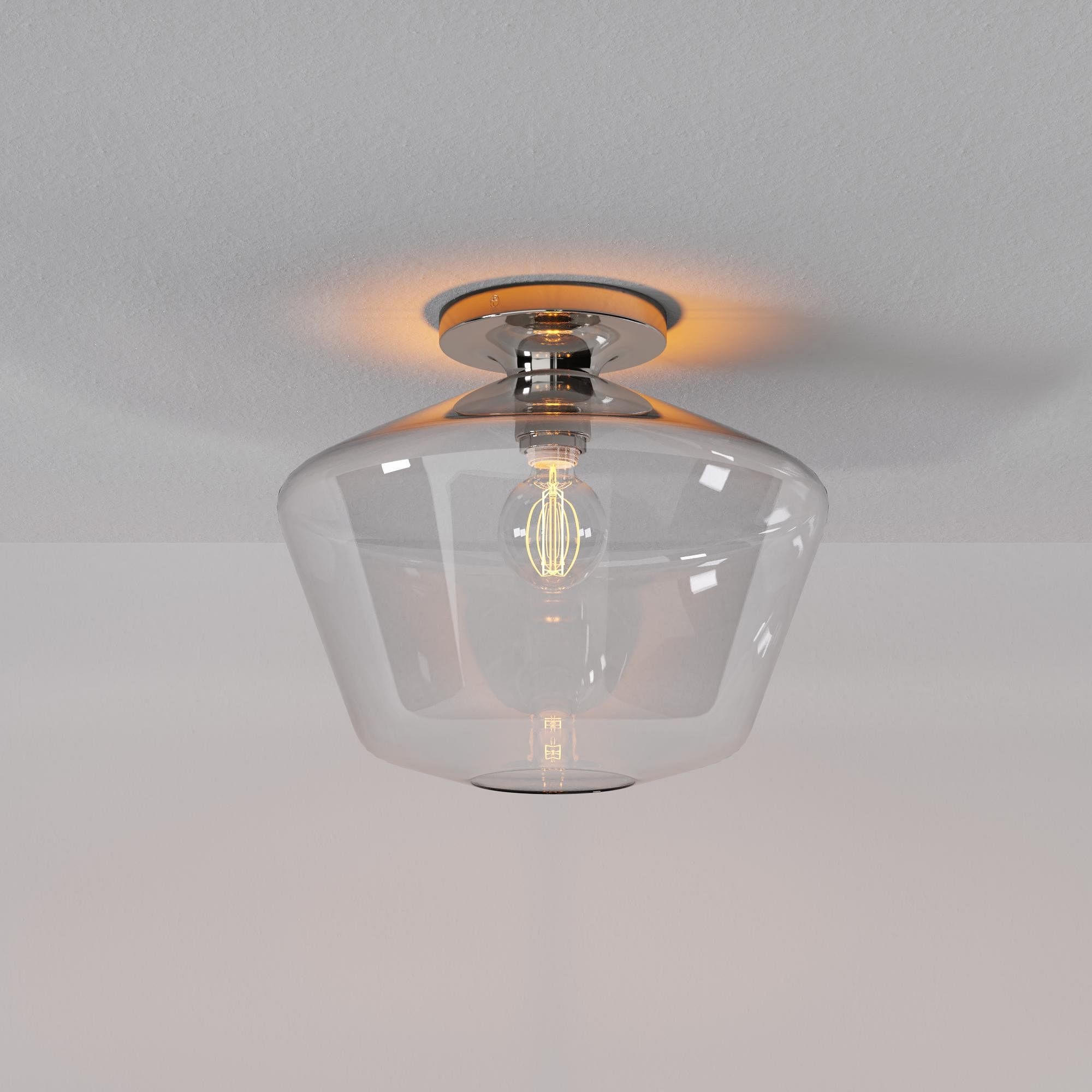 Merin Minimalist Sleek Geometric Glass Flushmount Light T155
