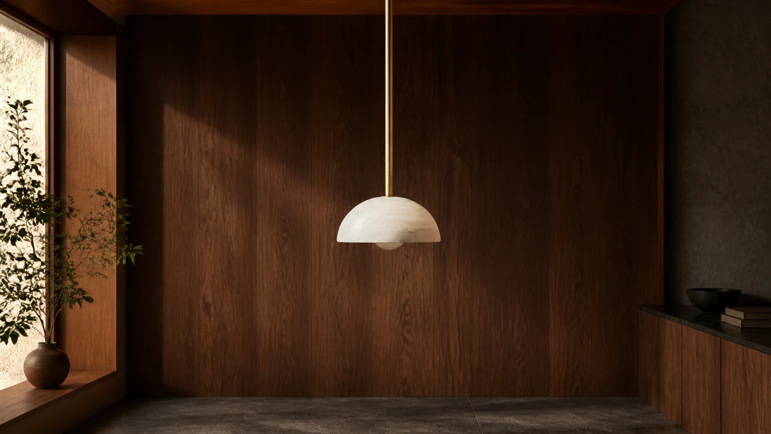 Lampa wisząca Aurelia D653 pokazana w ciepłej scenie wnętrza