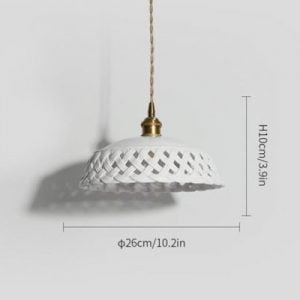 Schemat rozmiarów ażurowej ceramicznej lampy wiszącej Średnica 26 cm x wys. 10 cm