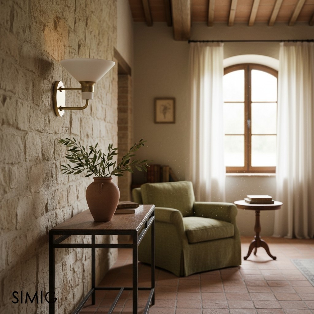 Calvor Vintage-Inspired Bronze Wall Lamp with Porcelain Finish for Hallways & Foyers T128