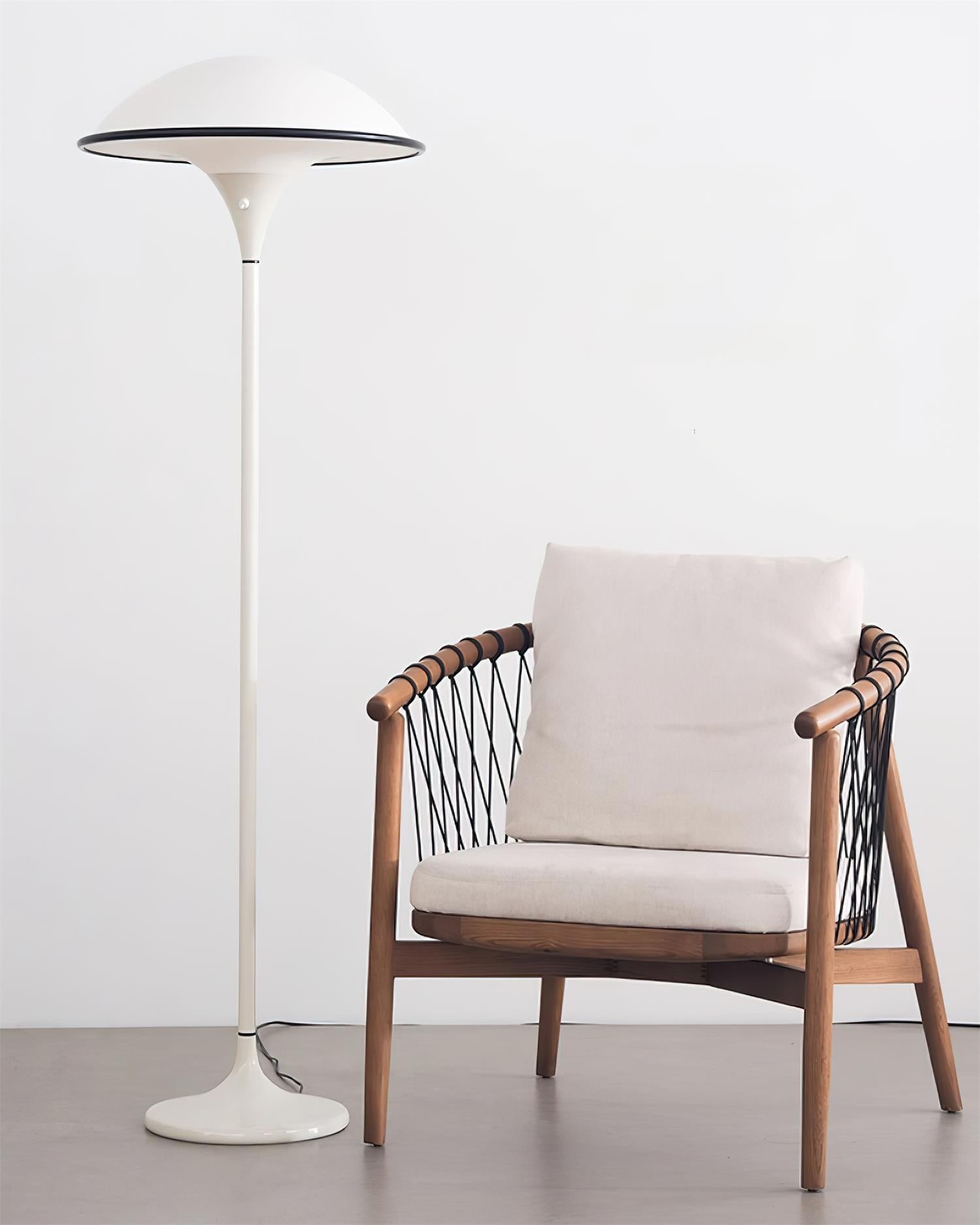 Danish Retro White Flying Saucer Floor Lamp M379