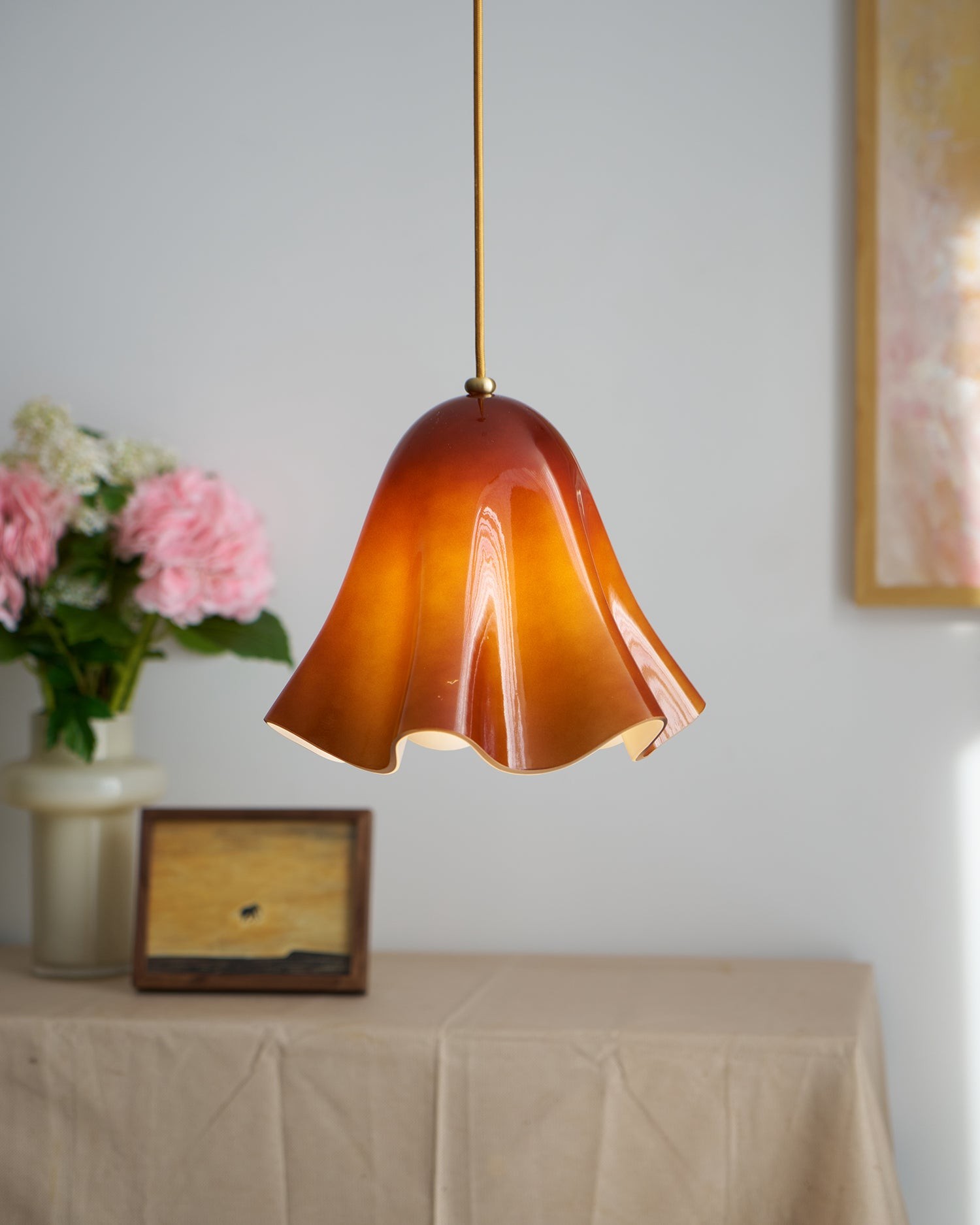 Bellina Artistic Glass Pendant Light - Modern Bloom Inspired Hanging Ceiling Lamp T279