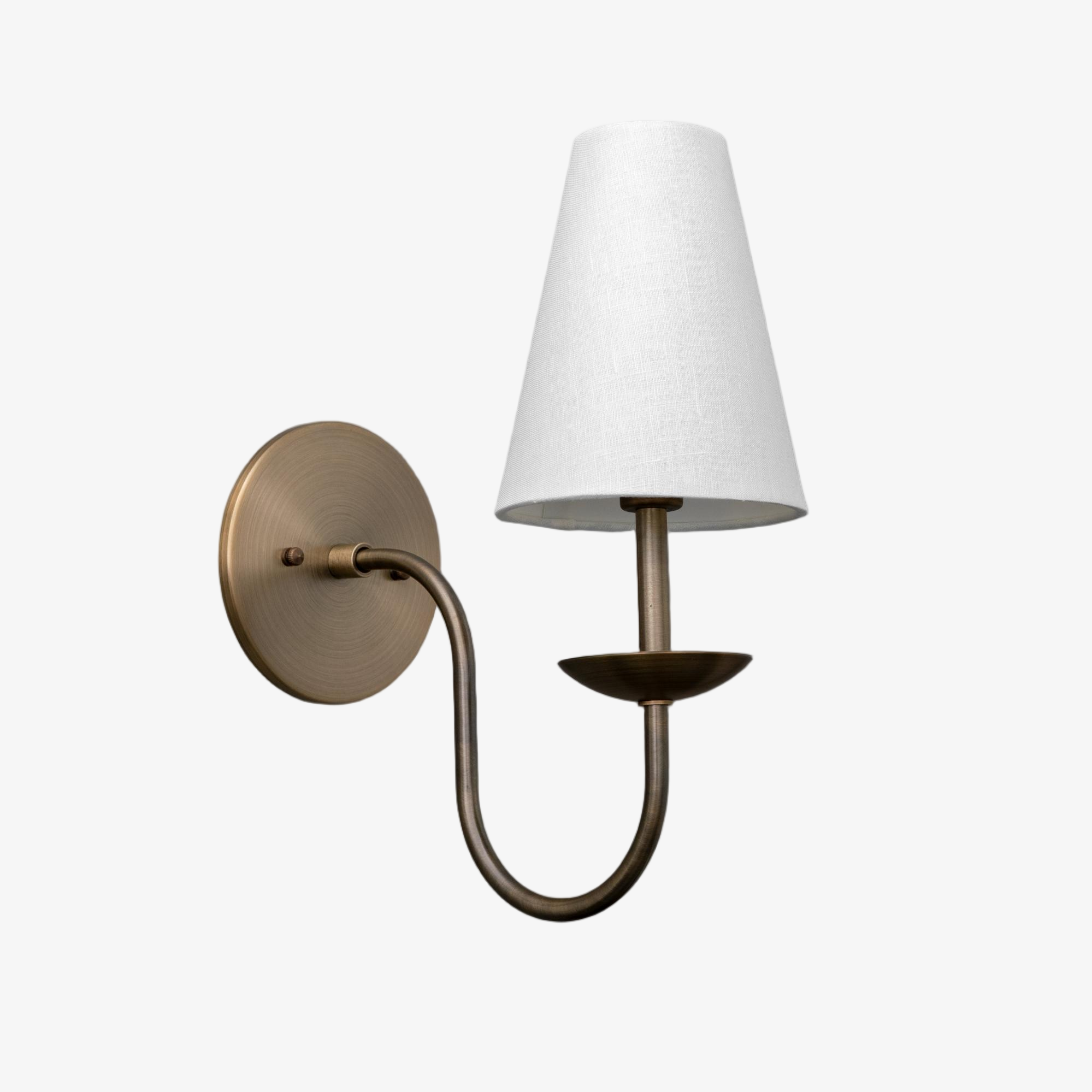 Curva Metal White Linen Sconce - Classic Brass Wall Light for Bedrooms T398