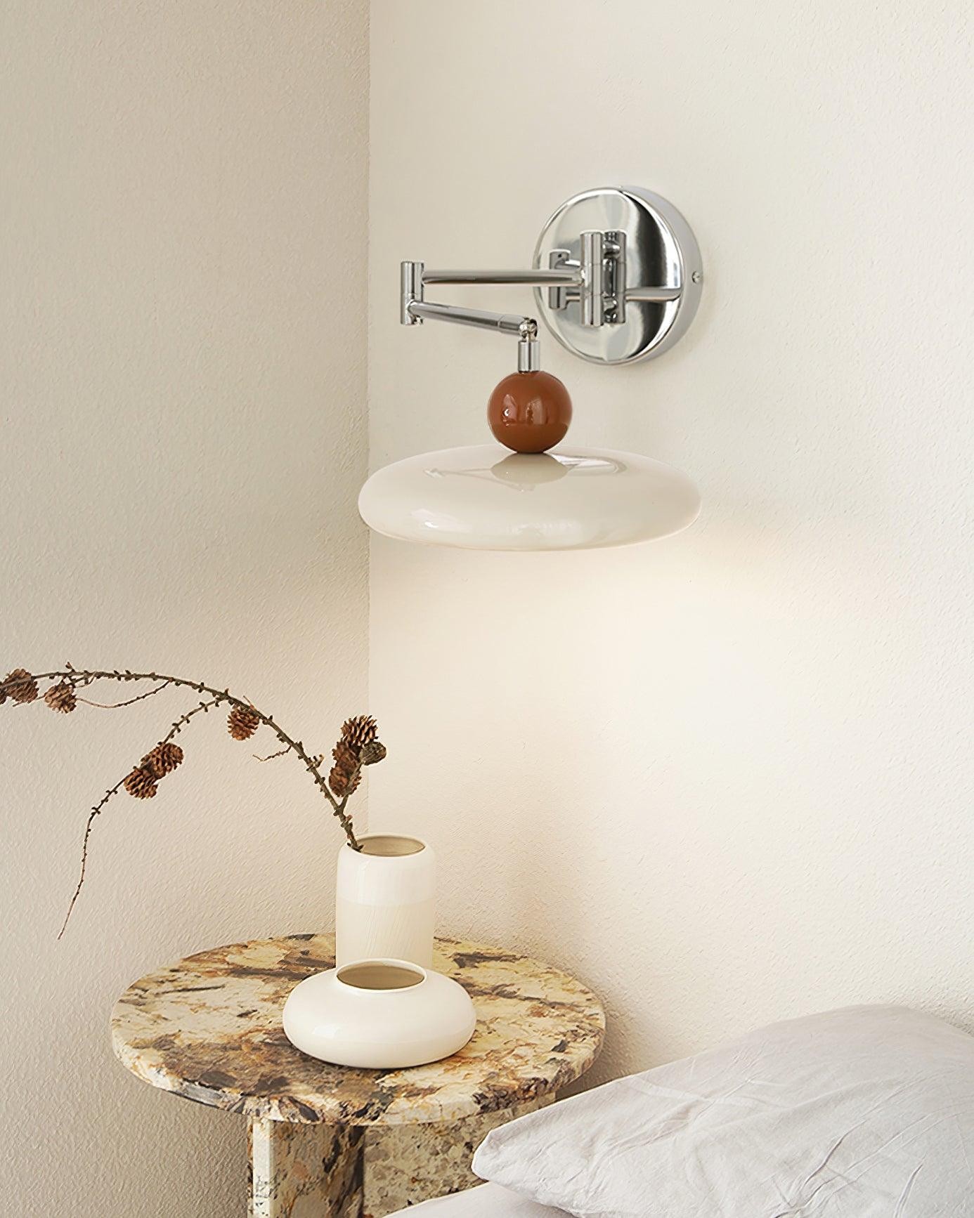 Cream Style Adjustable Swing Arm Disc Reading Wall Lamp M243