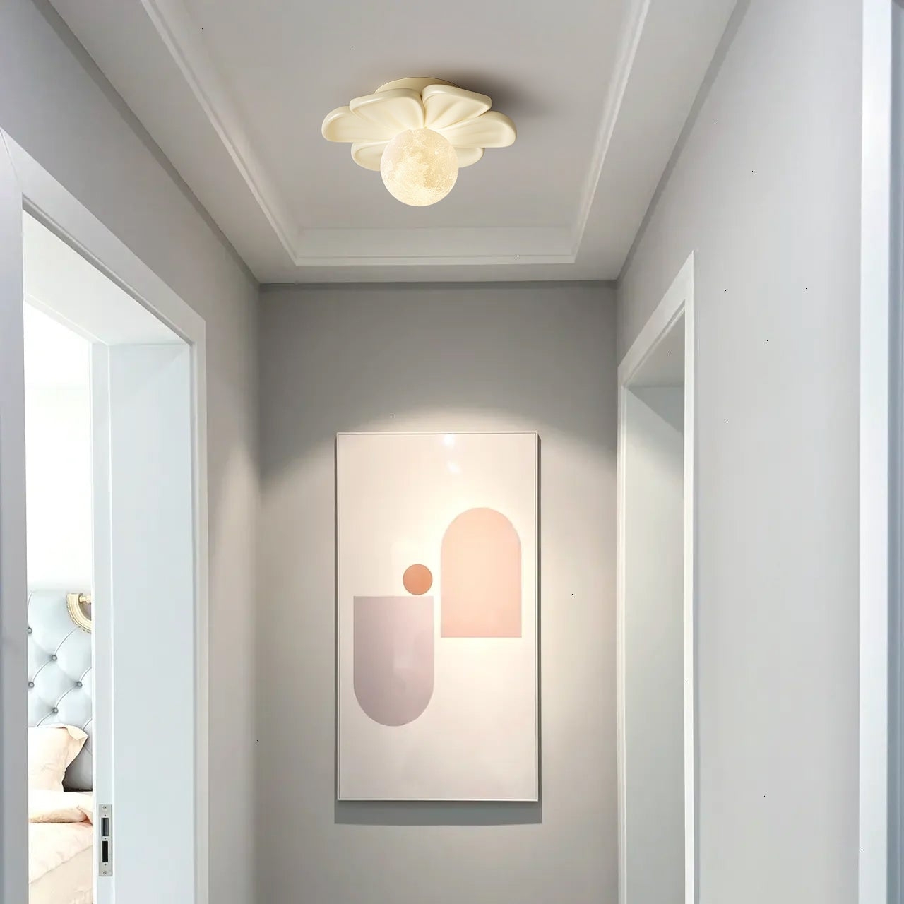 Cream Bloom Flower Ceiling Lamp D408