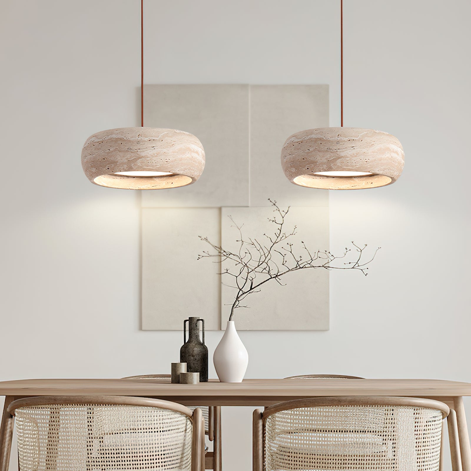 Travertine Drum Pendant Lamp D608