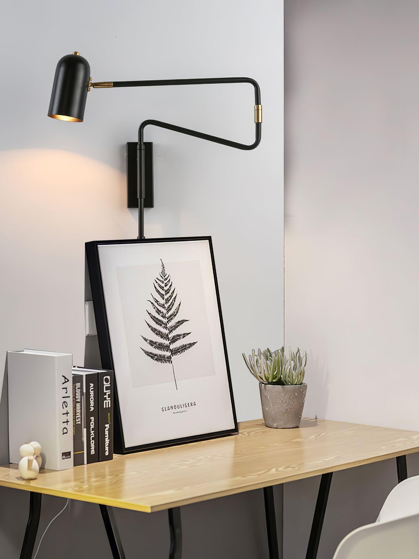 Adjustable Arm Plug In Wall Lamp D371