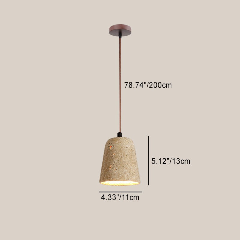 Traditional Japanese Travertine Wood Pendant Lamp M107