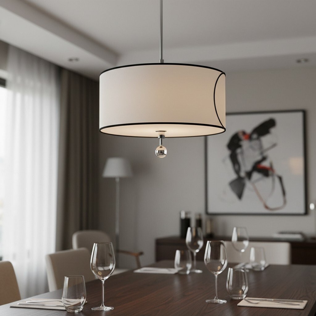 Roven 3-Light Drum Pendant Light - Modern Transitional Layered Fabric for Dining Room or Living Room T659