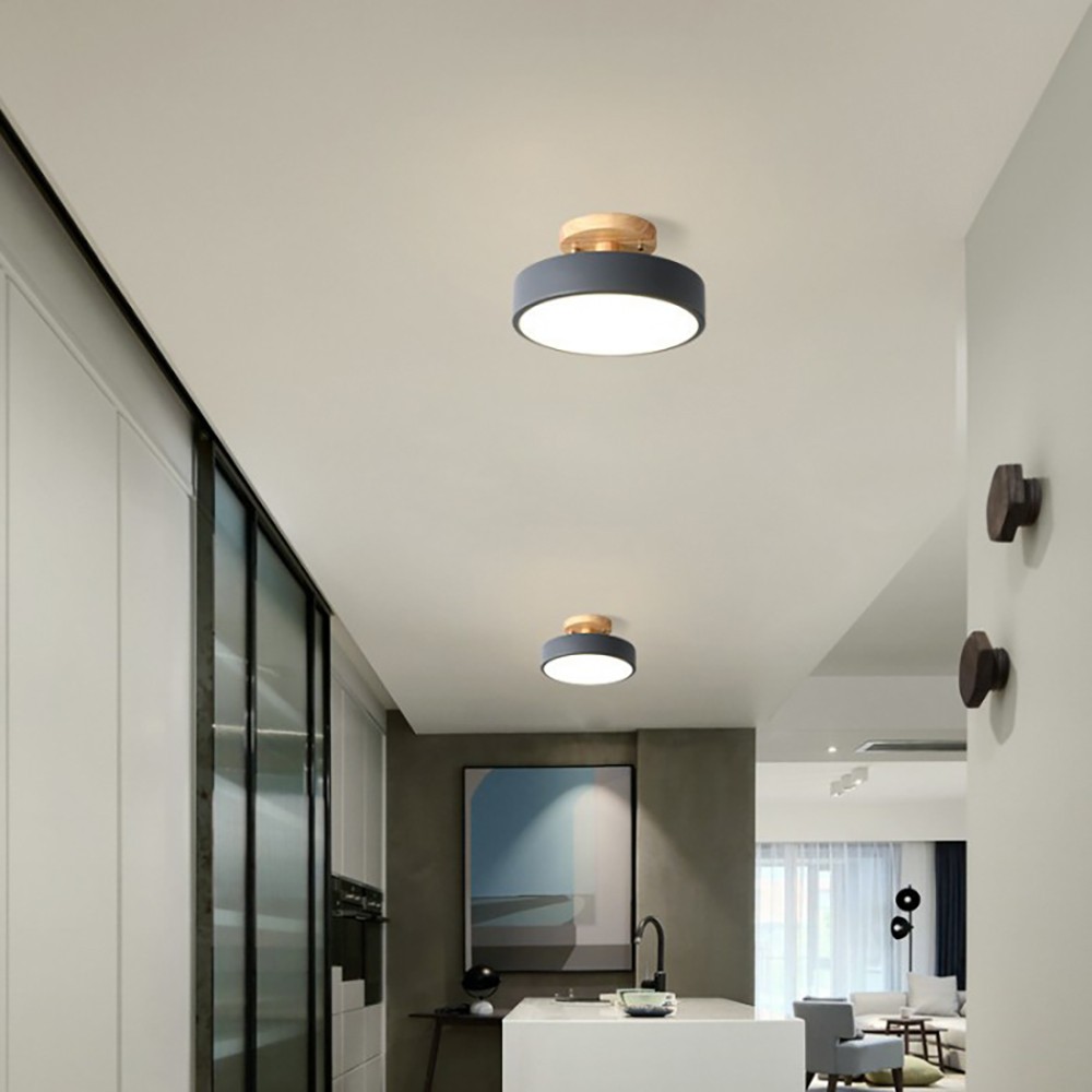 Nordic Macaroon Wooden Round Ceiling Lamp S82