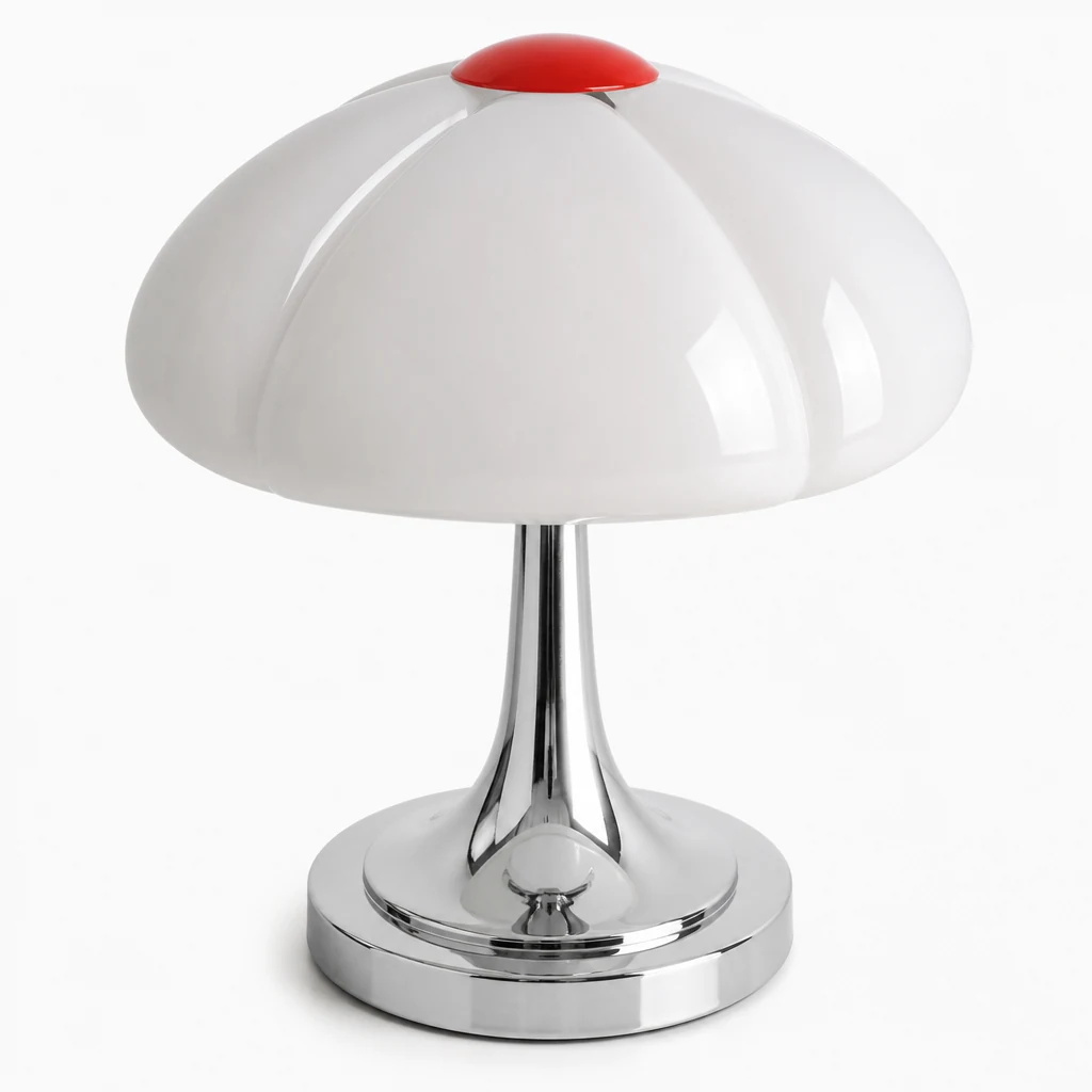 Zbliżenie lampy stołowej Flower Petal M473 ze szkła i metalowego wykończenia