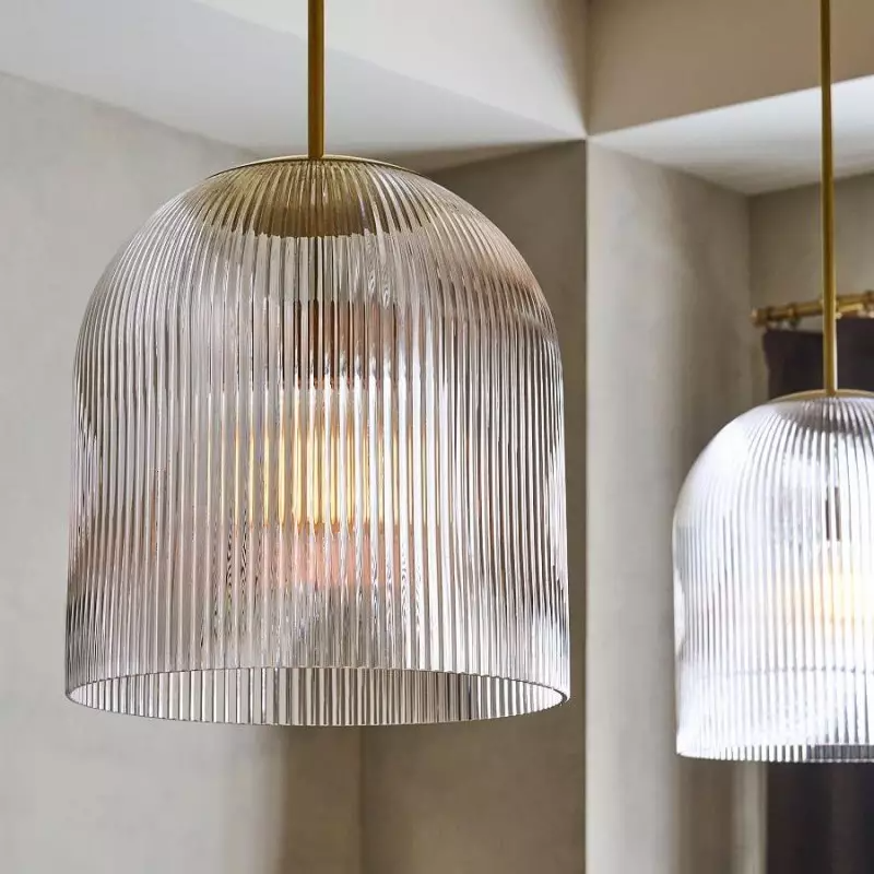 Alain Farmhouse Cooper Ribbed Glass Pendant Light G83