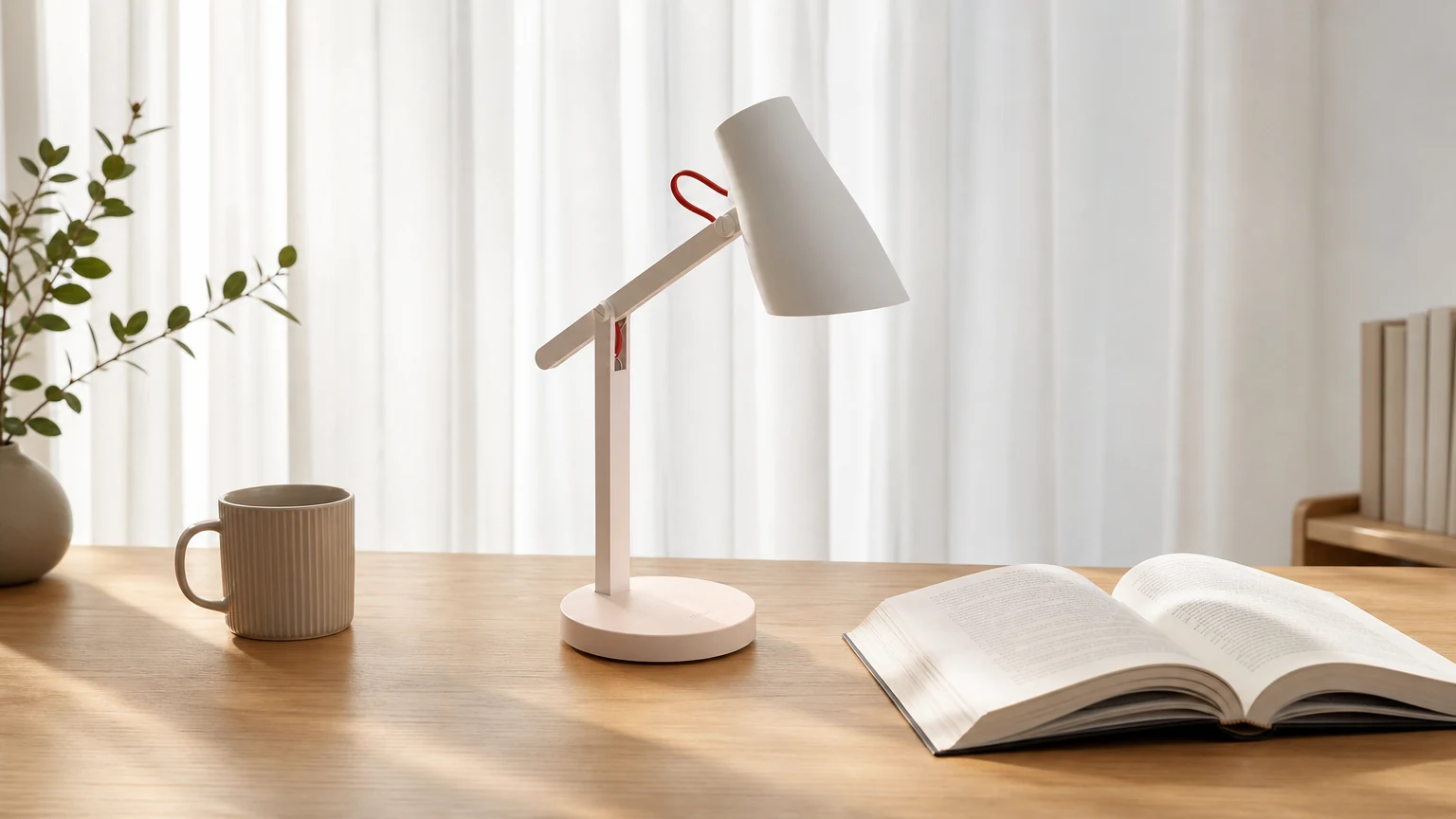 Nowoczesna, ściemniana lampa biurkowa LED S153 z wysięgnikiem na biurku