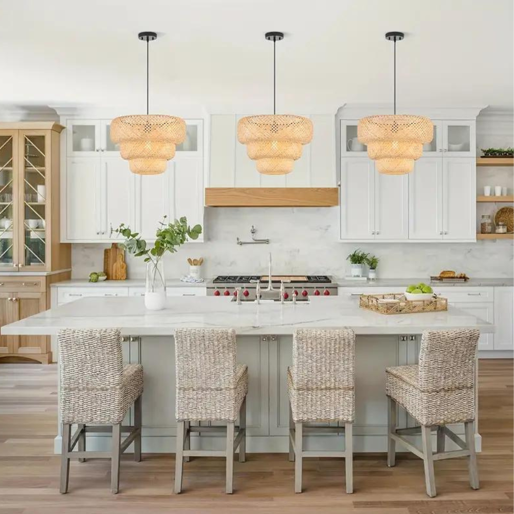 Boho Bamboo Pendant Light Fixture D897