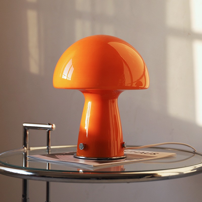 Vintage Bauhaus Glass Mushroom Table Lamp S79
