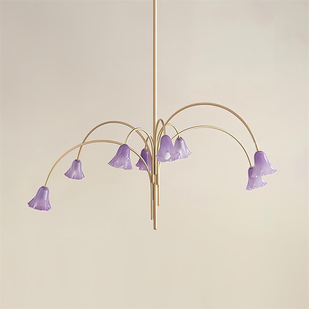 Bellina Modern Romantic Chandelier - Botanical Lily Design with Glass Flowers T280