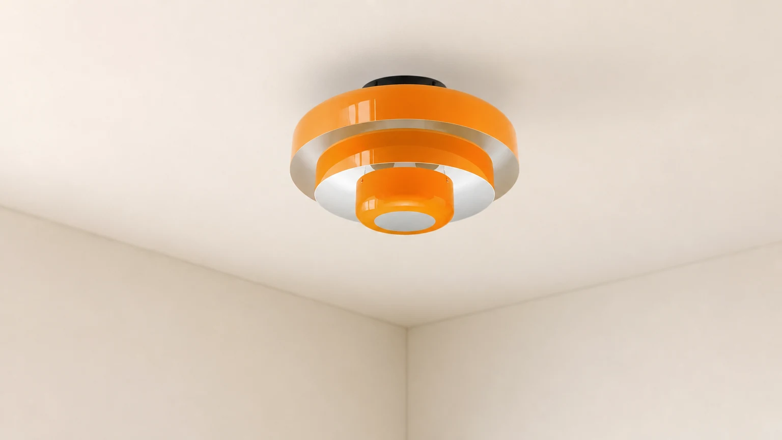 Trójwarstwowa lampa sufitowa Macaron Cake Bauhaus S361 w poziomej scenie pomieszczenia