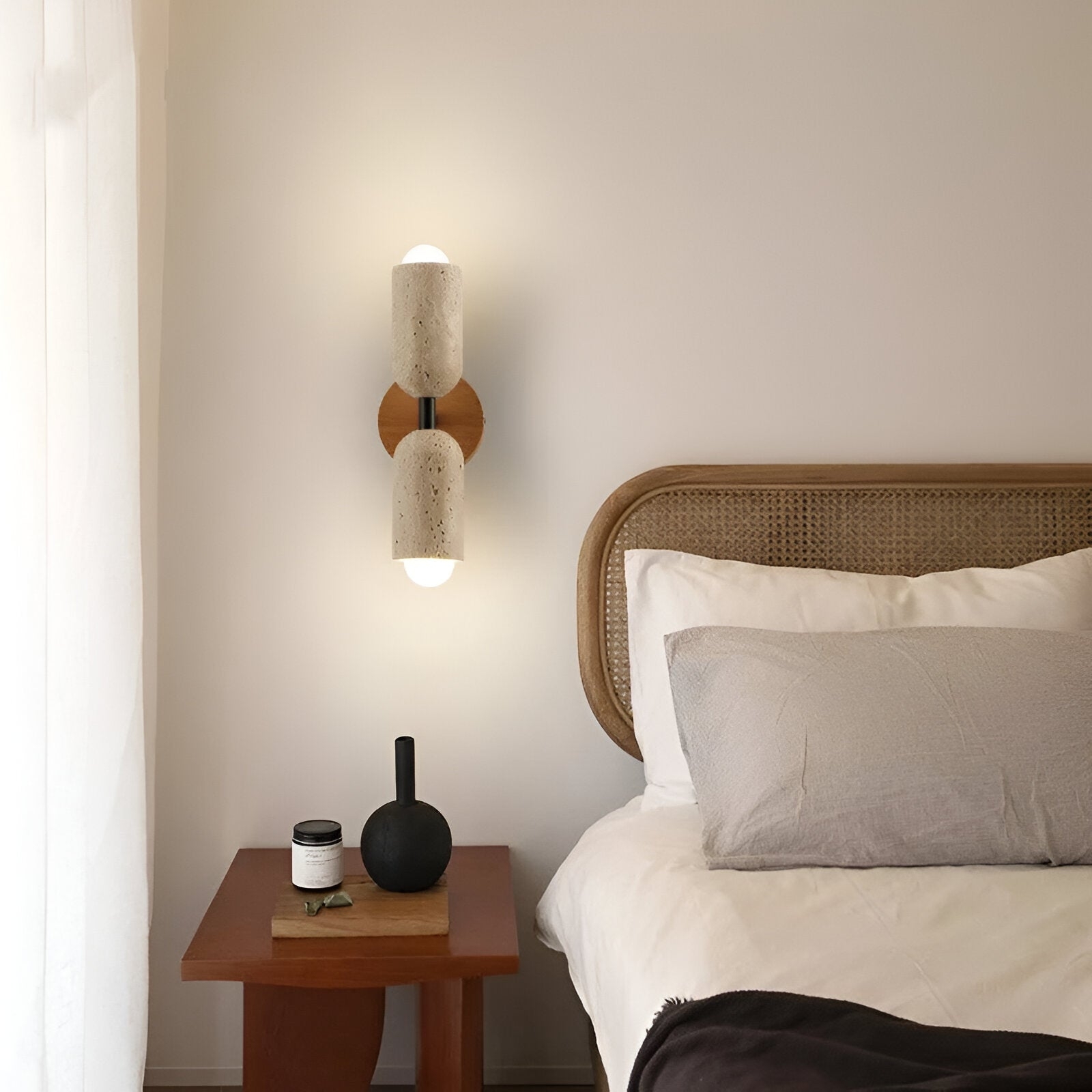 Merrill Travertine and Wood LED Wall Light D962