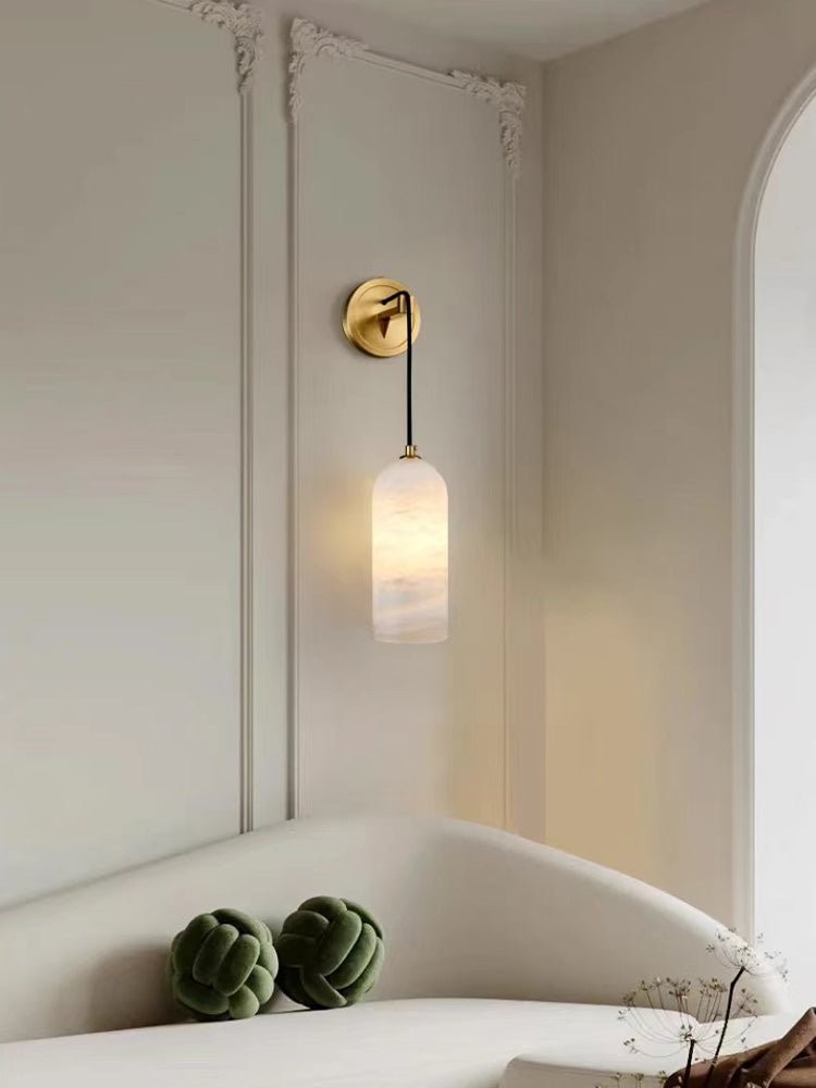 Modern Minimalist Copper Natural Marble Adjustable Wire Wall Lamp M452